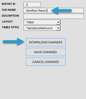 Create Report screenshot