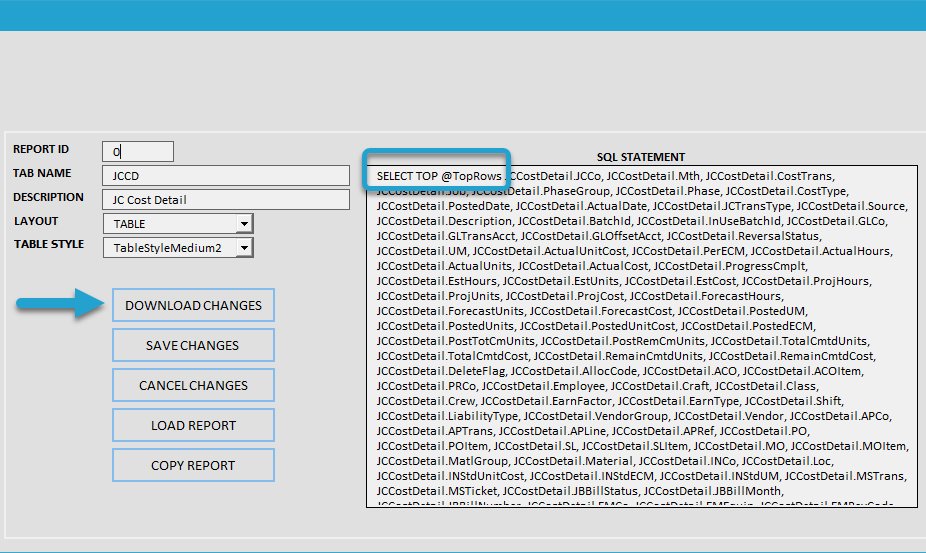 Add Top Rows Parameter screenshot