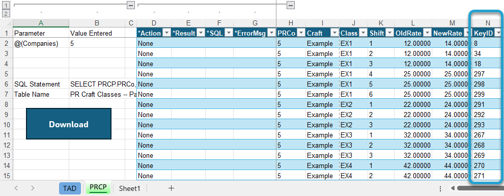 Update Columns (KeyID) screenshot