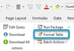 Formatting the Table screenshot