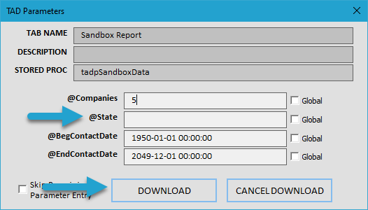 Add New Parameters to Existing Report screenshot