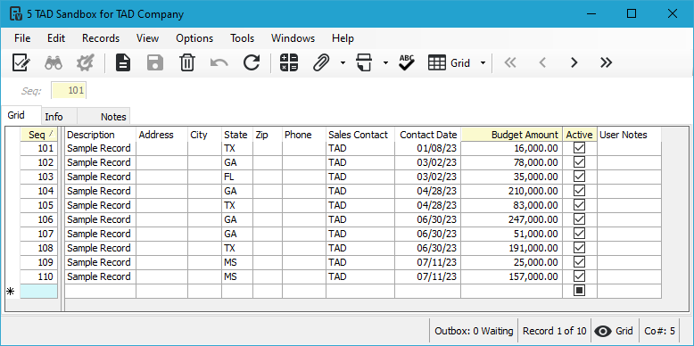 Vista Form screenshot