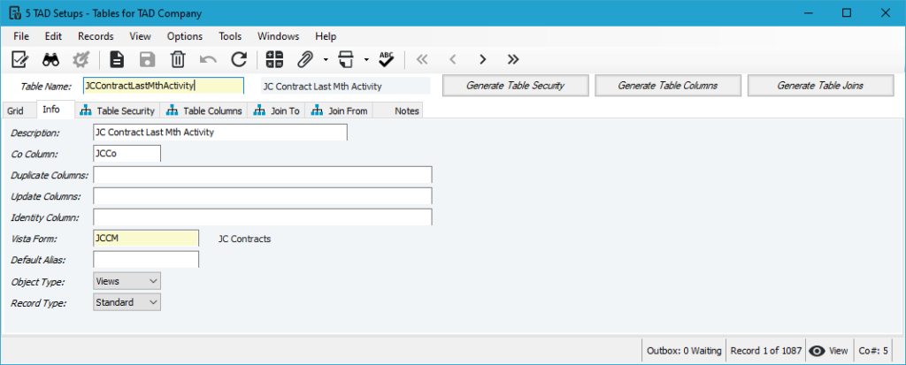 Vista Form screenshot
