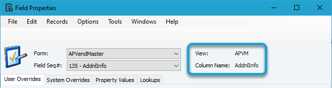 Find the Column Name screenshot